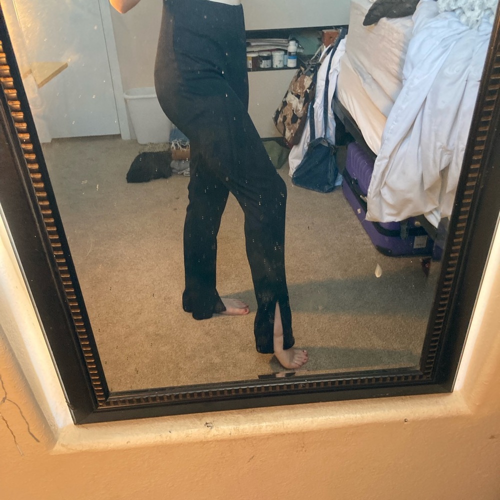 Split flare ribbed leggings